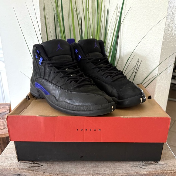 Jordan 12 XII Black Dark Concord Sneakers - Picture 2 of 10
